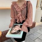 Floral Bell-sleeve Blouse As Figure - One Size