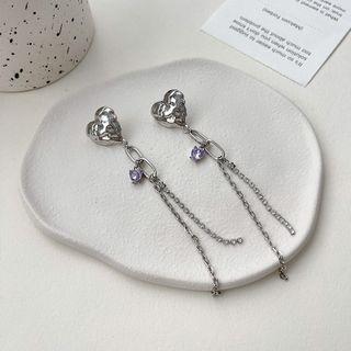 Heart Alloy Fringed Earring Ndyz252 - Silver - One Size