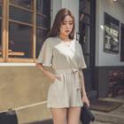 Wrap-front Strap-waisted Playsuit