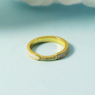 Glaze Rhinestone Alloy Ring White & Gold - One Size