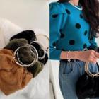 Hoop-handle Faux-fur Tote Bag With Strap