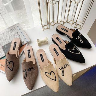 Letter Embroidered Mules