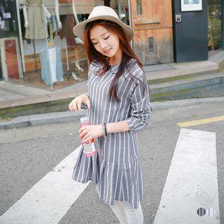 Pinstripe Collared Drop Waist Dress