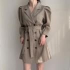 Double Breasted Plaid Mini A-line Coat Dress