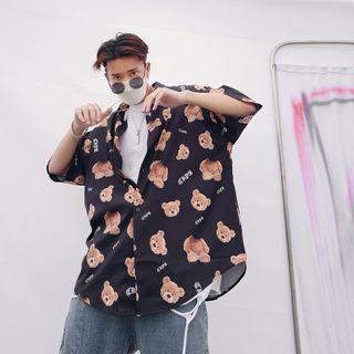 Couple Matching Short-sleeve Bear Print Shirt