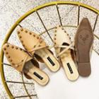 Faux Suede Studded Flat Mules
