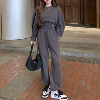 Set: Gathered Sweatshirt + Sweatpants
