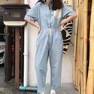 Tooling Drawstring Jumpsuit Blue - One Size