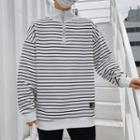 Mock-turtleneck Half-zip Striped Pullover