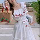 Strawberry Embroidered Short-sleeve Mini A-line Dress