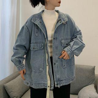 Loose-fit Double-pocket Denim Jacket