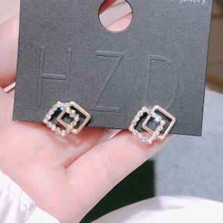 Faux Pearl Square Earring 1 Pair - Gold - One Size