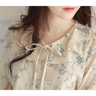 Ruffle-collar Floral Print Top