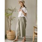 Pleated-front Wide-leg Pants Beige - One Size