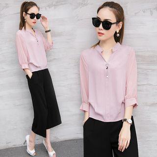 3/4-sleeve Charm Chiffon Blouse
