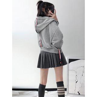 Tie-accent Loose-fit Hooded Jacket