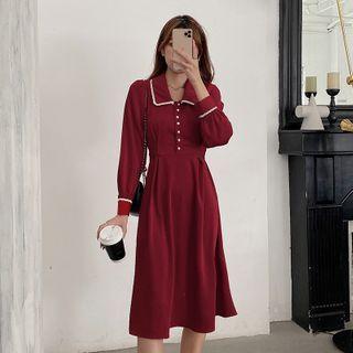 Collared Slim-fit Long Dress