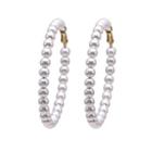 Faux Pearl Hoop Earring 925 Silver - White - One Size