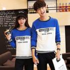 Couple Matching Lettering Color Panel Pullover