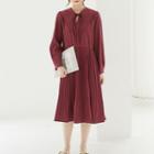 Shirtdress Accordion Pleat Dress Vintage Red - One Size