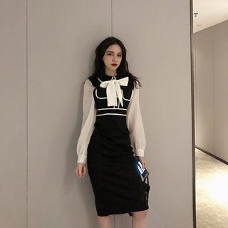 Chiffon Puff-sleeve Mini Dress