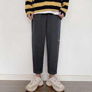 Applique Straight-cut Casual Pants