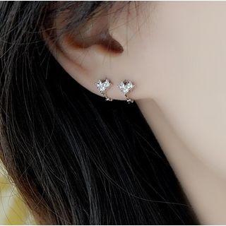 925 Sterling Silver Rhinestone Heart Single Earring