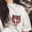 Tiger Print Elbow Sleeve T-shirt