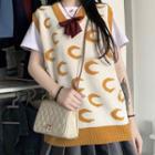 Moon Pattern Knit Vest