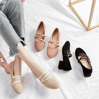 Faux Suede Strappy Block Heel Mary Janes