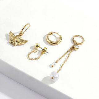 Set: Angel / Alloy / Faux Pearl Earring (various Designs) 1918 - Silver - One Size
