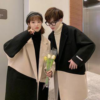 Two-tone Single Button Coat