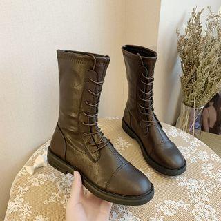 Faux Leather Lace-up Short Boots (various Designs)