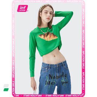Croissant-print Long-sleeve T-shirt