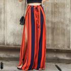 Slit Striped Wide Leg Pants