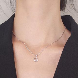 925 Sterling Silver Hoop Pendant Necklace 925 Silver - As Shown In Figure - One Size
