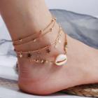 Shell Alloy Star Layered Anklet