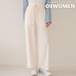 Plus Size Drawcord-waist Wide Pants