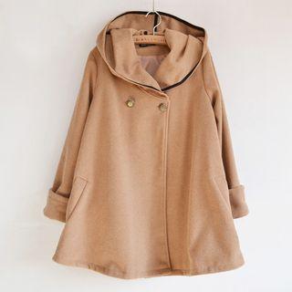 Hooded Double-breasted A-line Coat