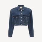 Logo-printed Cropped Denim Jacket Blue - One Size