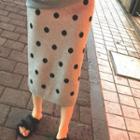 Dotted Midi Knit Skirt Gray - One Size