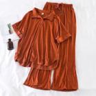 Set: Loose-fit T-shirt + High-waist Straight-cut Pants