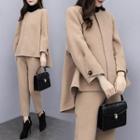 Set: Dipback Button Coat + Cropped Straight-fit Pants