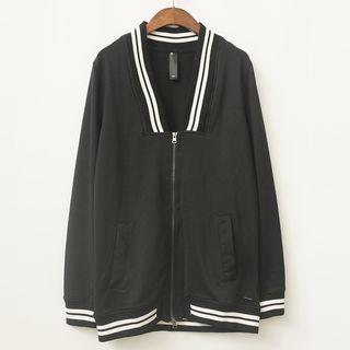 Striped V-neck Zip Jacket