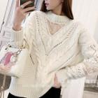 Lace Panel Sweater Off-white - One Size