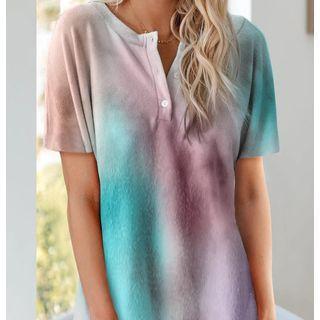 Short-sleeve Dye Print Mini T-shirt Dress