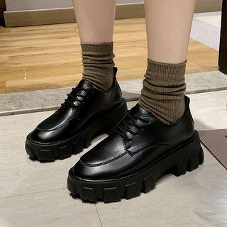 Faux Leather Platform Lace Up Shoes