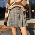 Gingham Asymmetric-hem A-line Skirt