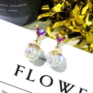 Rhinestone Heart Bead Dangle Earring As Shown In Figure - One Size