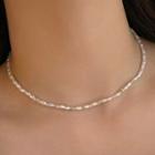 Faux Pearl Choker Necklace Pink & White - One Size